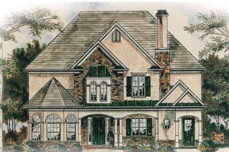 Home Plan - Exterior - Front Elevation 3 for European House Plan #54-244 - 4 bed, 3 bath