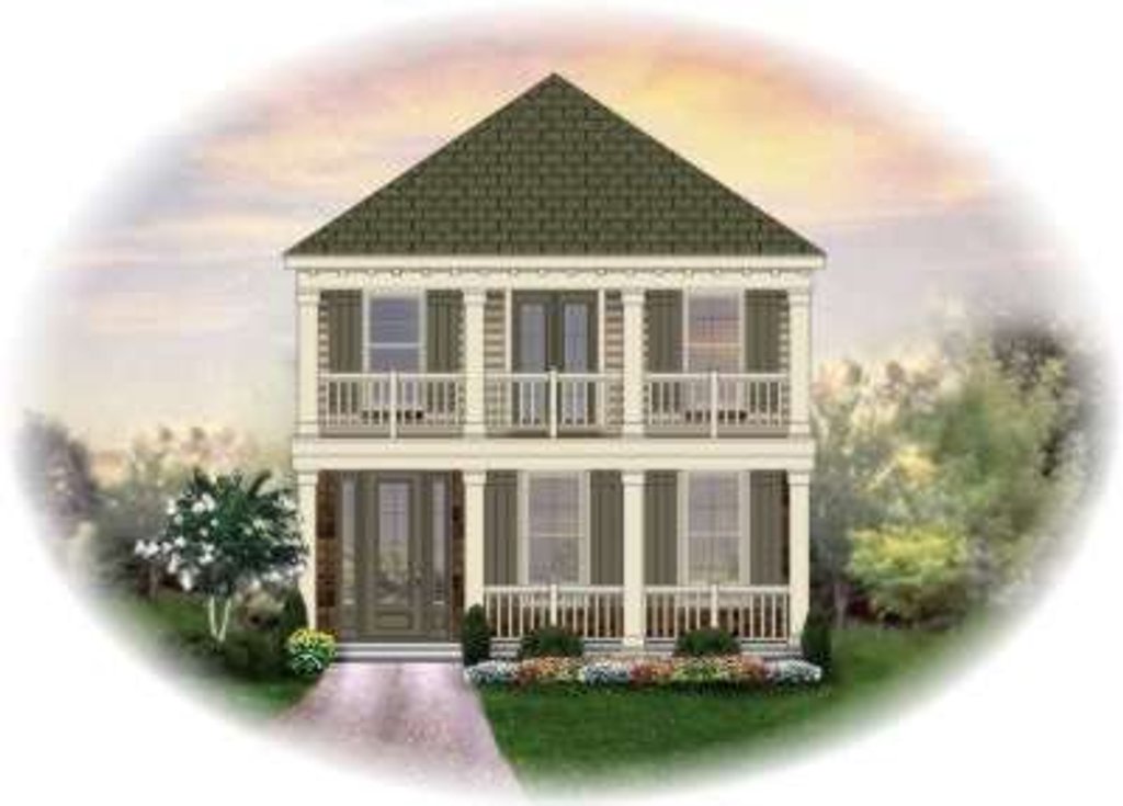 Exterior - Front Elevation 2 for Southern House Plan #81-1372 - 3 bed, 2.5 bath
