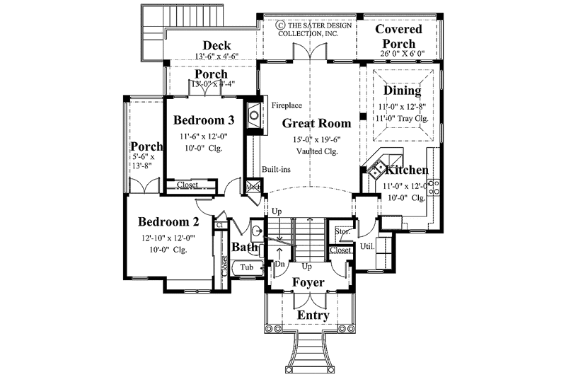 Home Plan - Floor Plan - Main Floor for Mediterranean House Plan #930-115 - 3 bed, 2 bath