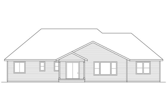 Exterior - Rear Elevation for Ranch House Plan #124-887 - 3 bed, 2.5 bath