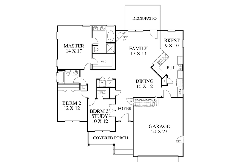 Architectural House Design - Floor Plan - Main Floor for Ranch House Plan #1053-44 - 3 bed, 2 bath