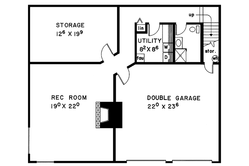 Home Plan - Floor Plan - Lower Floor for Contemporary House Plan #60-887 - 2 bed, 2 bath