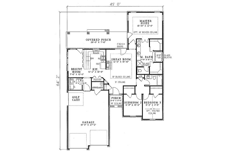 House Plan Design - Floor Plan - Main Floor for European House Plan #17-192 - 3 bed, 2 bath