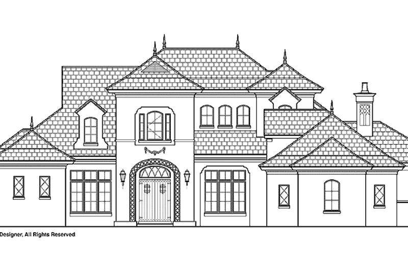 House Blueprint - Exterior - Front Elevation 3 for European House Plan #1019-13 - 4 bed, 5.5 bath