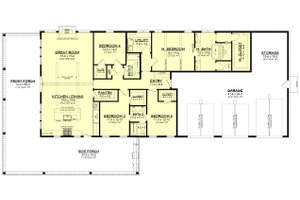 Floor Plan - Main Floor for Barndominium House Plan #430-342 - 4 bed, 3 bath