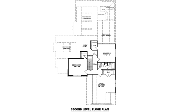Floor Plan - Upper Floor for Colonial House Plan #81-1542 - 4 bed, 0 bath