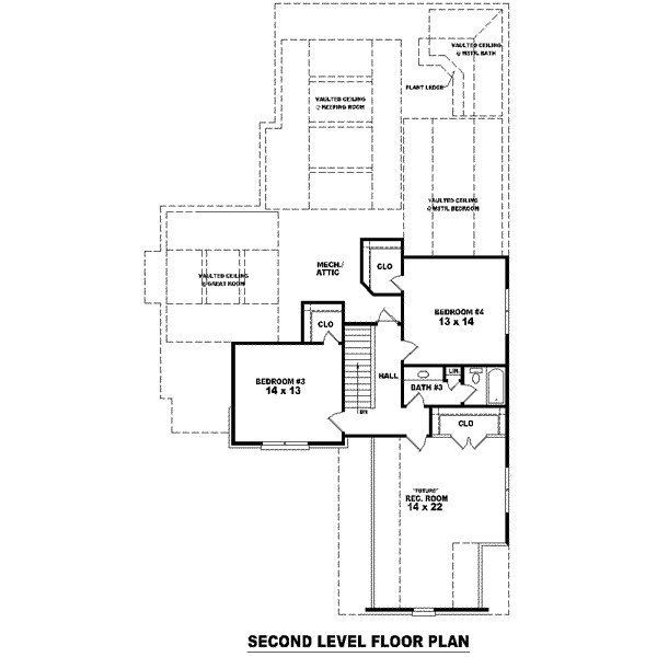 Colonial Floor Plan - Upper Floor Plan #81-1542