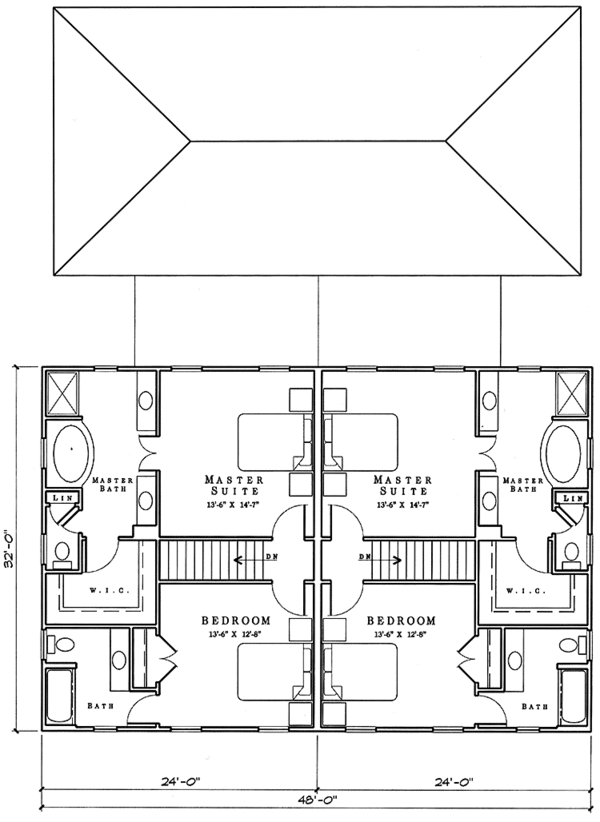 Home Plan - Colonial Floor Plan - Upper Floor Plan #992-3