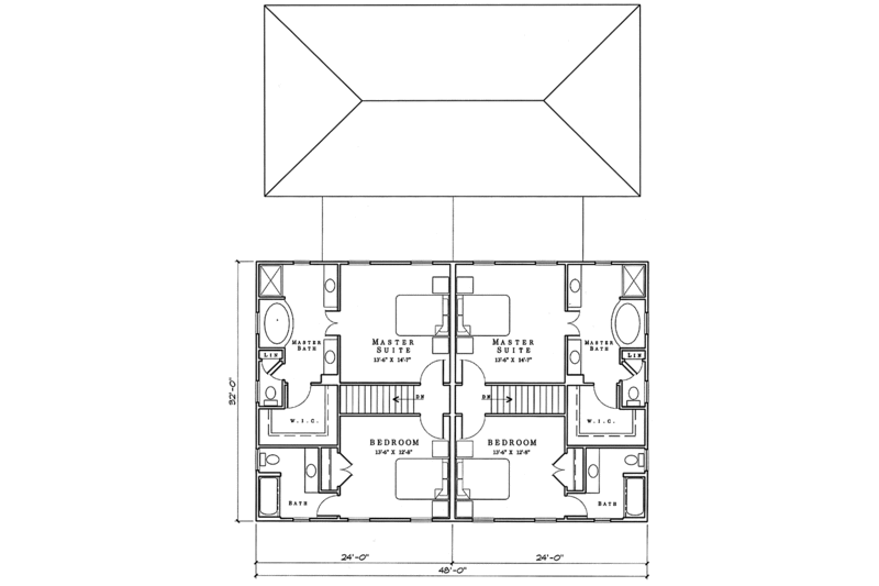 Architectural House Design - Floor Plan - Upper Floor for Colonial House Plan #992-3 - 2 bed, 2.5 bath