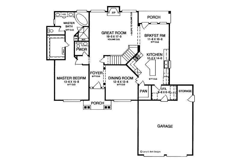 Architectural House Design - Floor Plan - Main Floor for Traditional House Plan #952-86 - 4 bed, 2.5 bath
