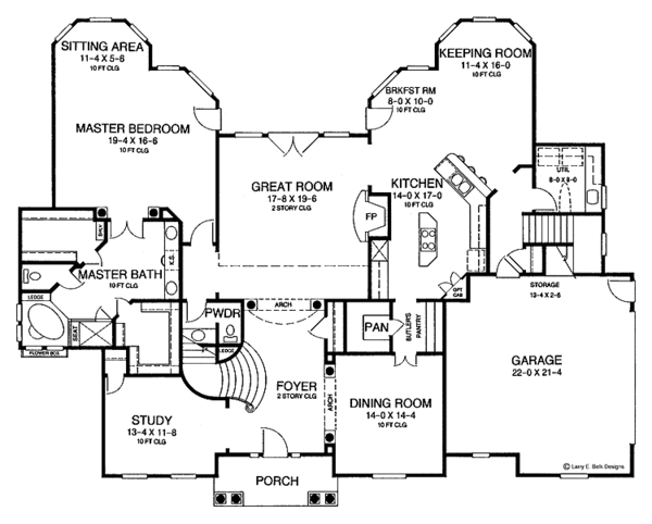 Architectural House Design - Mediterranean Floor Plan - Main Floor Plan #952-33