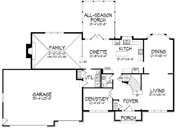 Architectural House Design - Country Floor Plan - Main Floor Plan #51-942