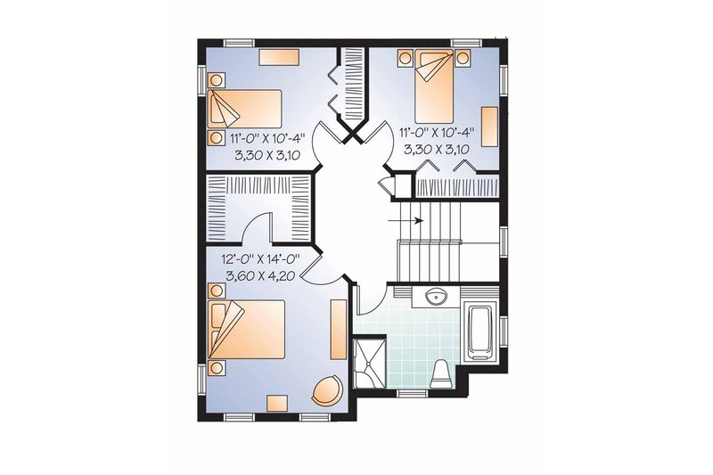 Home Plan - Floor Plan - Upper Floor for Country House Plan #23-2549 - 3 bed, 1.5 bath
