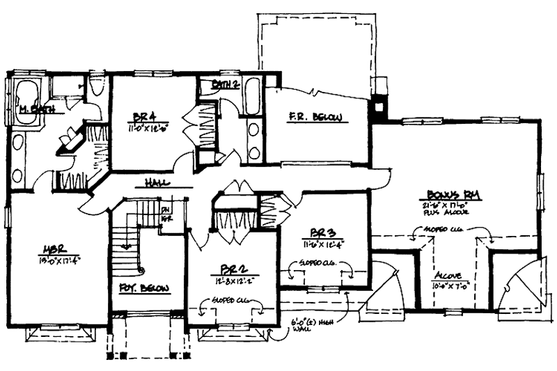 House Blueprint - Floor Plan - Upper Floor for Colonial House Plan #328-165 - 4 bed, 2.5 bath