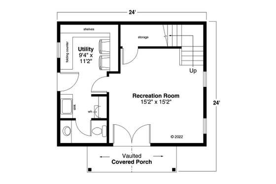 Floor Plan - Main Floor for Farmhouse House Plan #124-1330, 0.5 bath
