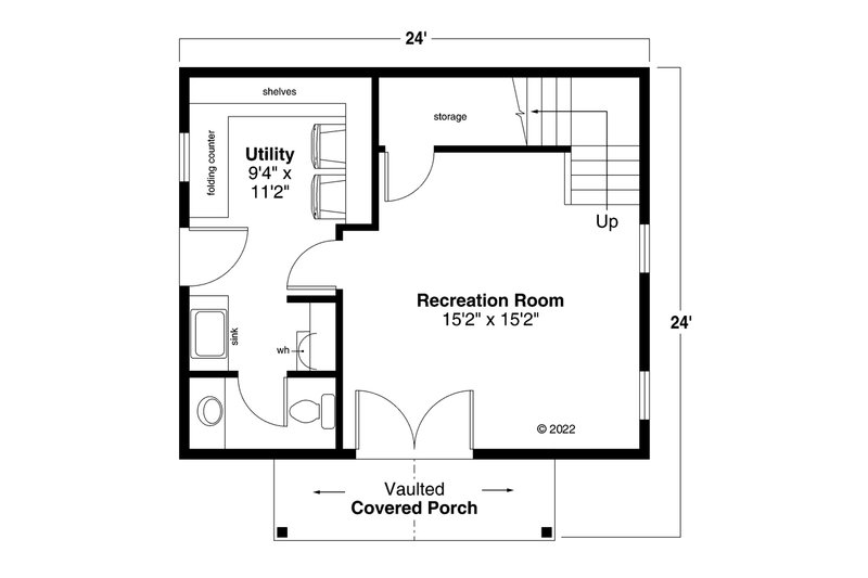 Home Plan - Floor Plan - Main Floor for Farmhouse House Plan #124-1330, 0.5 bath
