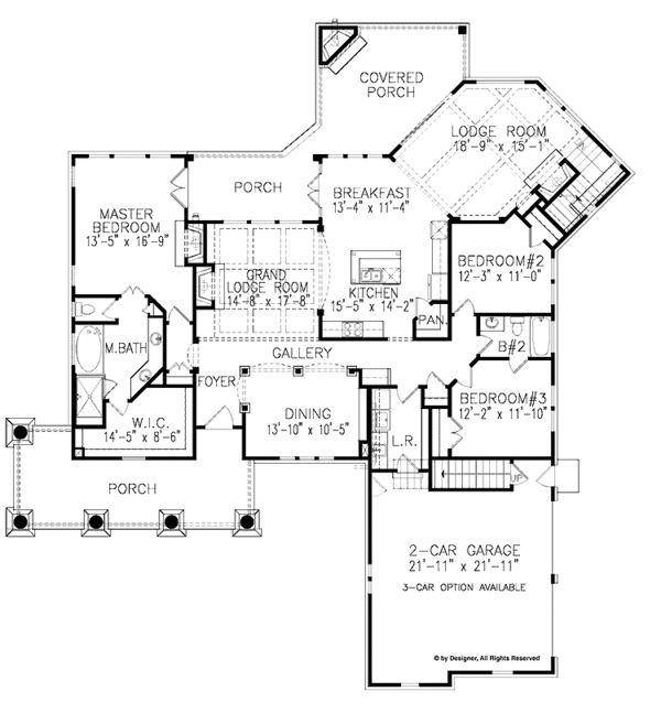 House Plan Design - Craftsman Floor Plan - Main Floor Plan #54-304