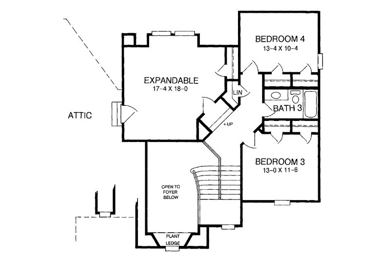 Architectural House Design - Floor Plan - Upper Floor for Tudor House Plan #952-259 - 4 bed, 3 bath