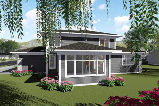 Exterior - Rear Elevation for Modern House Plan #70-1430 - 4 bed, 3.5 bath