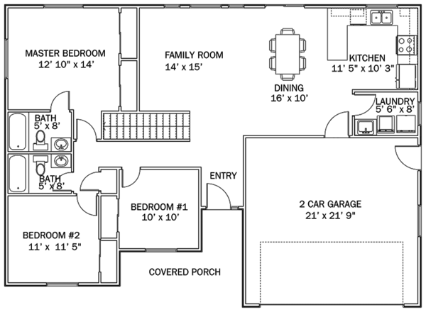 House Blueprint - Ranch Floor Plan - Main Floor Plan #1060-36