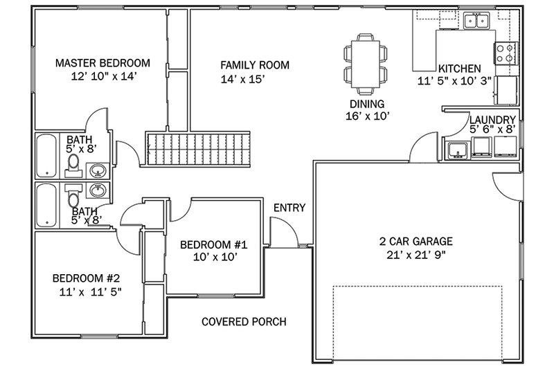 Home Plan - Floor Plan - Main Floor for Ranch House Plan #1060-36 - 5 bed, 3 bath