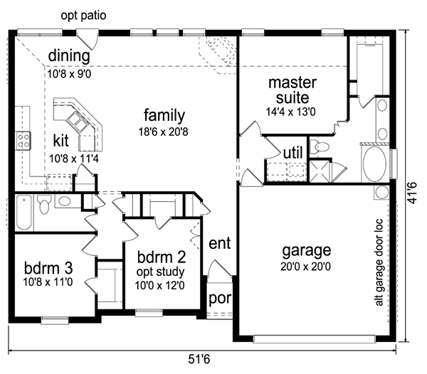 House Design - Ranch Floor Plan - Main Floor Plan #84-548
