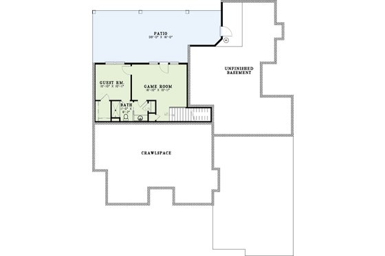 Floor Plan - Lower Floor for European House Plan #17-444 - 4 bed, 4.5 bath
