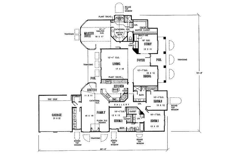 Architectural House Design - Floor Plan - Main Floor for Country House Plan #974-33 - 4 bed, 3 bath