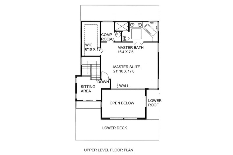Home Plan - Floor Plan - Upper Floor for Mediterranean House Plan #117-884 - 2 bed, 3 bath