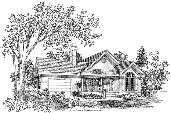 Exterior - Front Elevation 3 for Ranch House Plan #929-230 - 3 bed, 2 bath