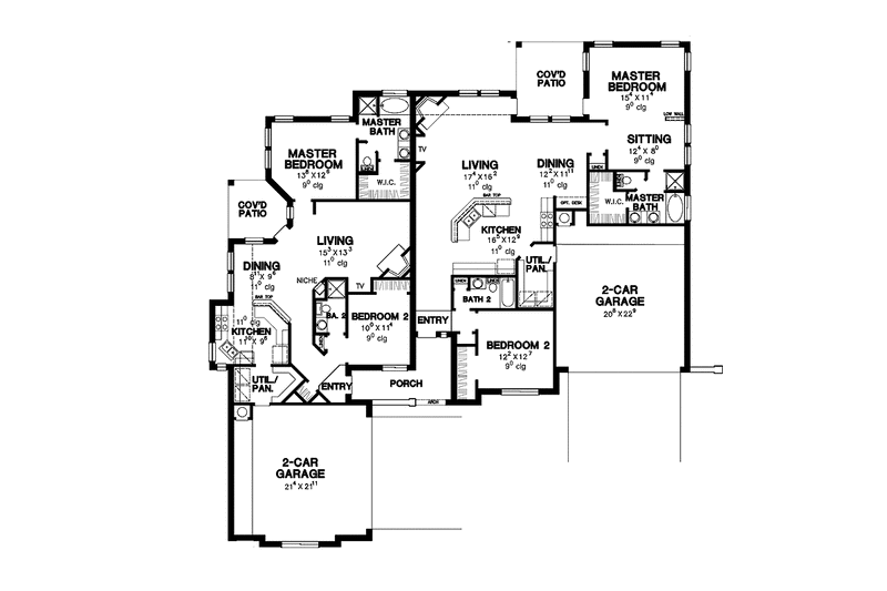 Dream House Plan - Floor Plan - Main Floor for European House Plan #472-345 - 2 bed, 2 bath