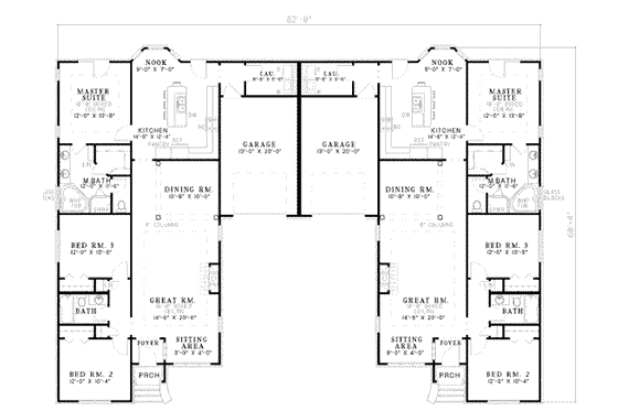 Floor Plan - Main Floor for Traditional House Plan #17-1061 - 3 bed, 2 bath