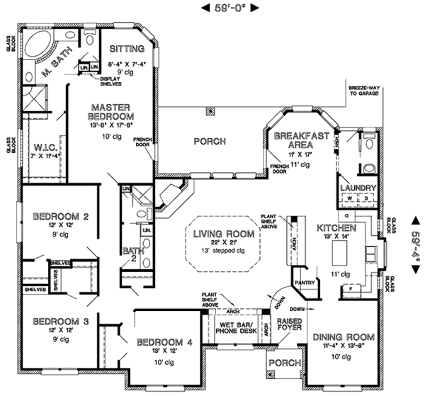 Architectural House Design - Country Floor Plan - Main Floor Plan #968-25