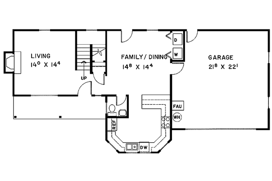 Floor Plan - Main Floor for Traditional House Plan #60-888 - 3 bed, 1.5 bath
