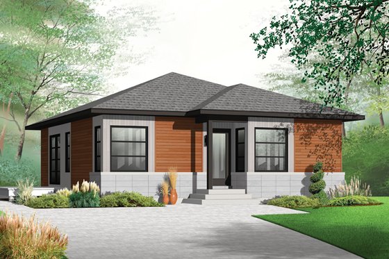 Exterior - Front Elevation 3 for Contemporary House Plan #23-2524 - 2 bed, 1 bath