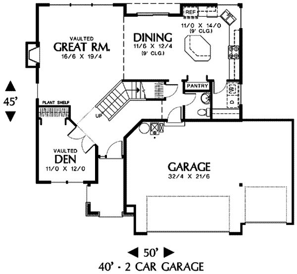 Craftsman Floor Plan - Main Floor Plan #48-111