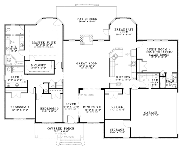 House Plan Design - Craftsman Floor Plan - Main Floor Plan #17-2737