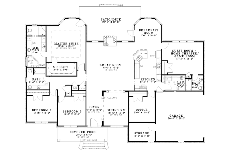 Dream House Plan - Floor Plan - Main Floor for Traditional House Plan #17-2737 - 4 bed, 3 bath