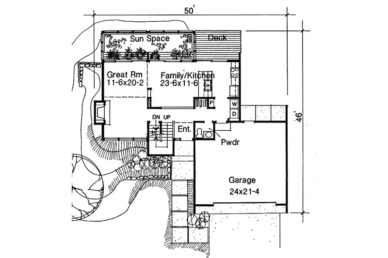 Home Plan - Floor Plan - Main Floor for Contemporary House Plan #320-1158 - 2 bed, 1.5 bath
