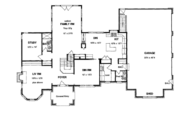 Architectural House Design - Traditional Floor Plan - Main Floor Plan #316-229