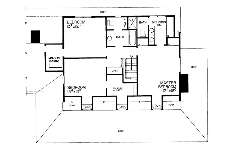 Home Plan - Floor Plan - Upper Floor for Country House Plan #72-760 - 3 bed, 3.5 bath