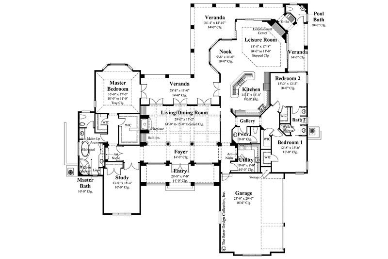 Home Plan - Floor Plan - Main Floor for European House Plan #930-294 - 3 bed, 2 bath