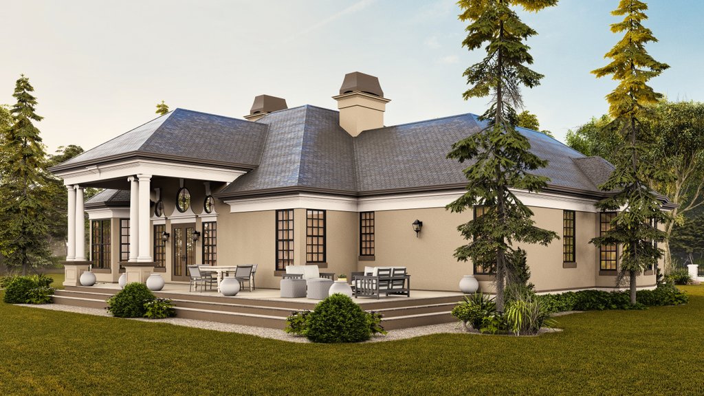 Exterior - Rear Elevation 1 for European House Plan #119-322 - 4 bed, 3 bath