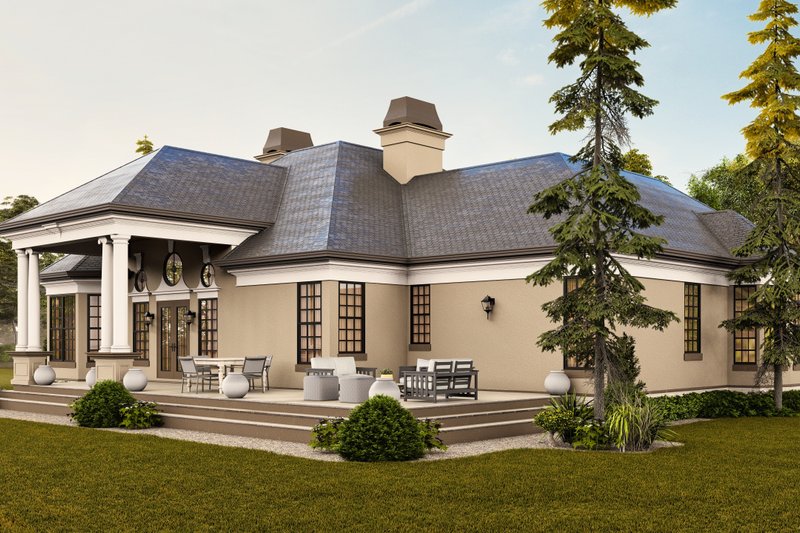 Home Plan - Exterior - Rear Elevation 1 for European House Plan #119-322 - 4 bed, 3 bath