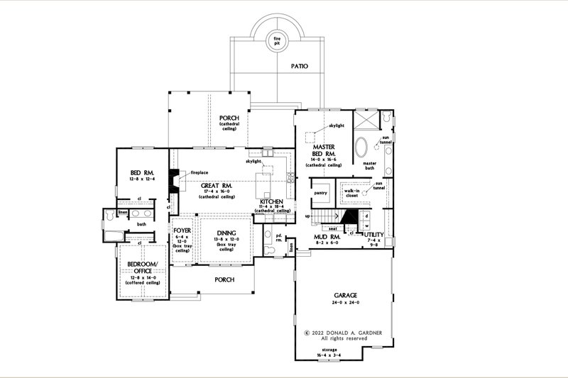 House Blueprint - Floor Plan - Main Floor for Farmhouse House Plan #929-1155 - 3 bed, 2.5 bath