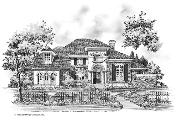 Exterior - Front Elevation 3 for Mediterranean House Plan #930-266 - 4 bed, 4.5 bath