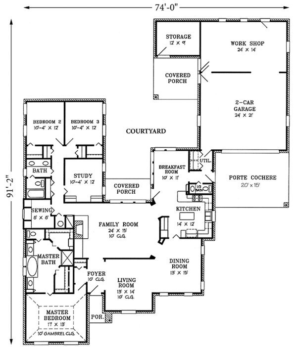 House Design - Country Floor Plan - Main Floor Plan #968-23