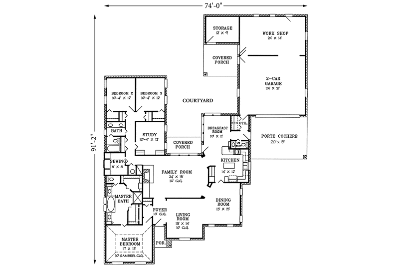 Home Plan - Floor Plan - Main Floor for Country House Plan #968-23 - 3 bed, 2.5 bath