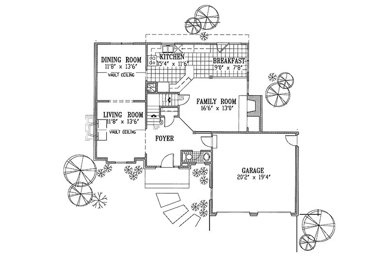Architectural House Design - Floor Plan - Main Floor for Colonial House Plan #953-93 - 3 bed, 2.5 bath