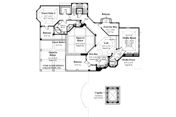 Floor Plan - Upper Floor for Mediterranean House Plan #930-327 - 5 bed, 5 bath